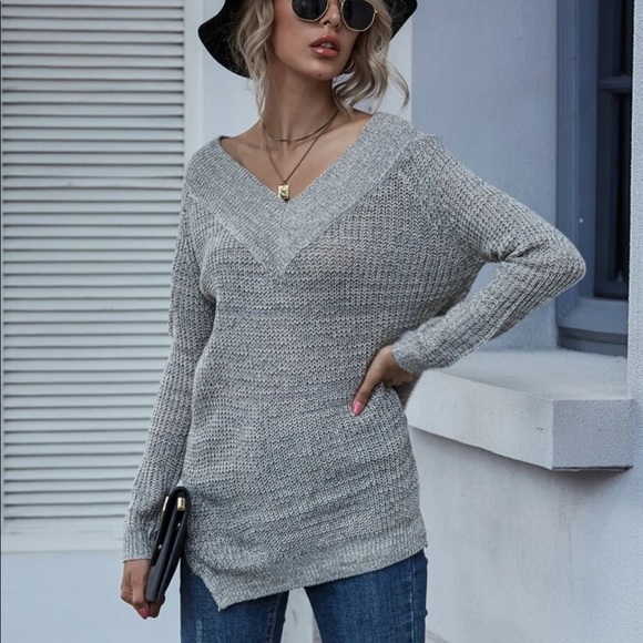 V Neck Sweater Top-khaki - Picture 8 of 16
